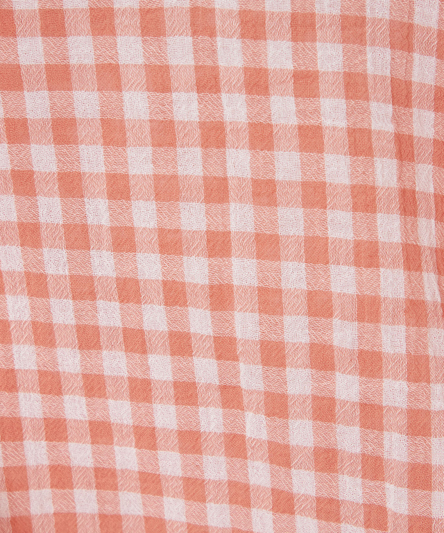 フロントギャザー チェック ブラウス