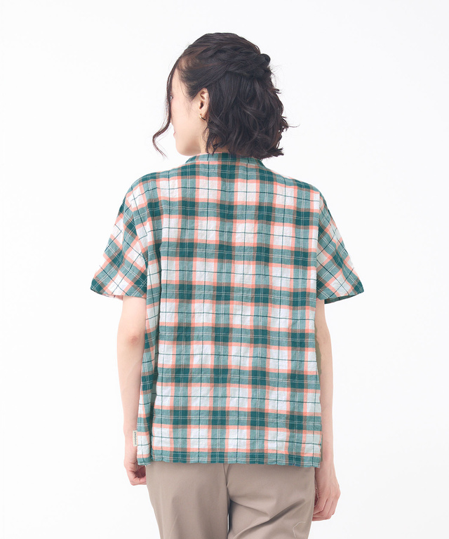 オーガニックコットン バンドカラー ブラウス