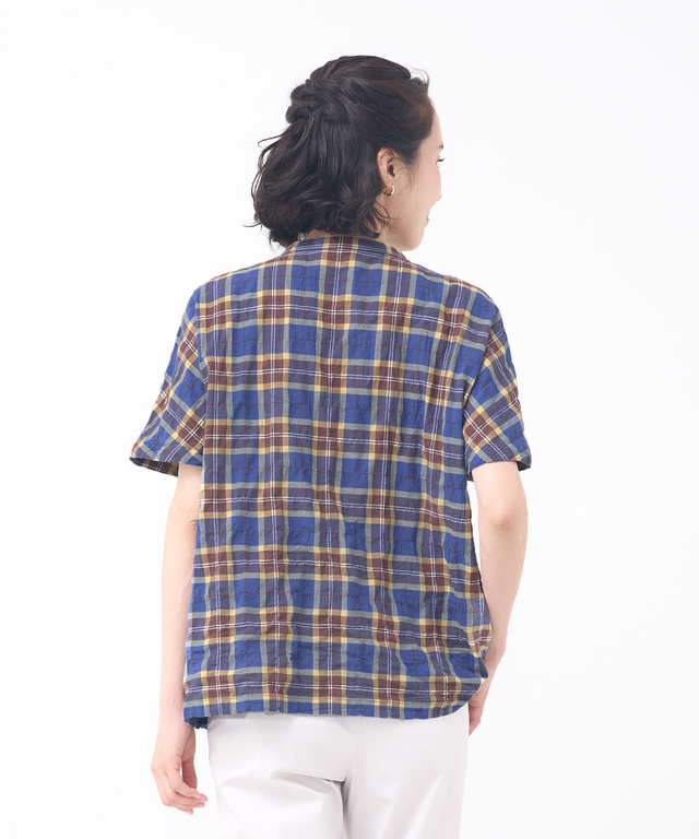 オーガニックコットン バンドカラー ブラウス