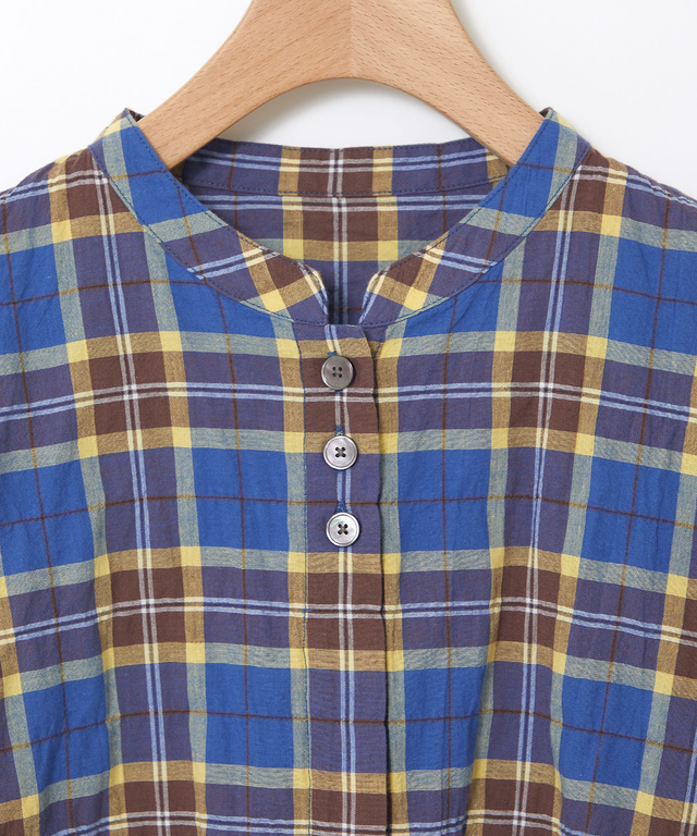 オーガニックコットン バンドカラー ブラウス