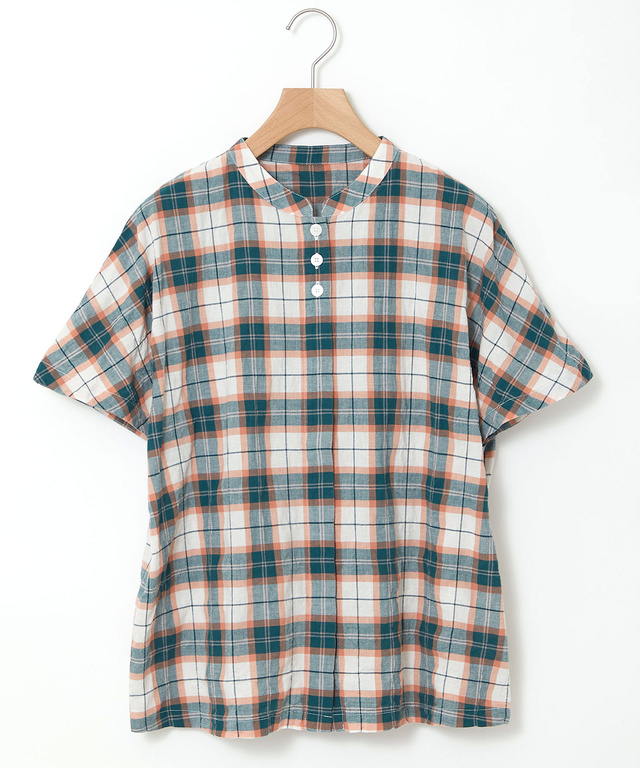 オーガニックコットン バンドカラー ブラウス