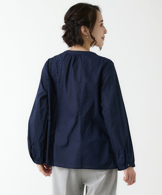 フロッキー ドットデザイン ブラウス