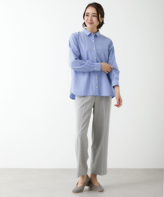 ピンタックデザイン コットン ブラウス