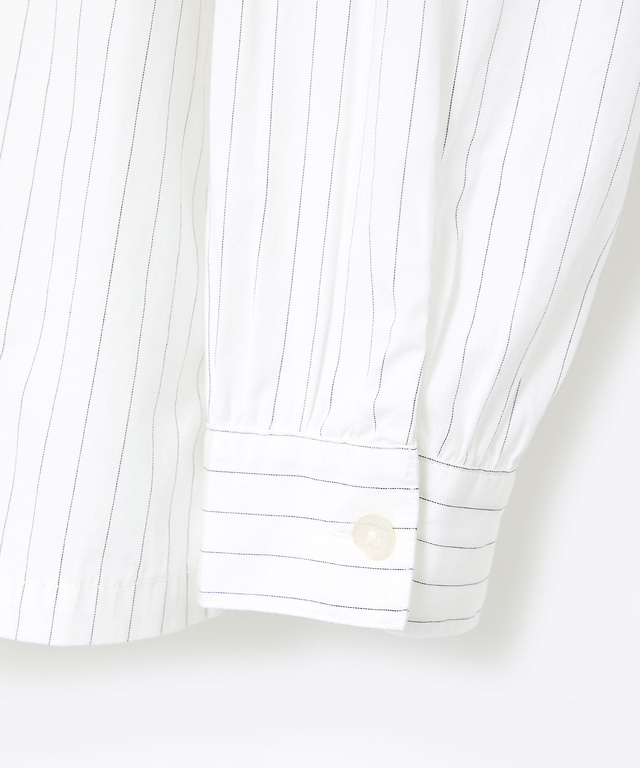 フリルカラー  ストライプ ブラウス