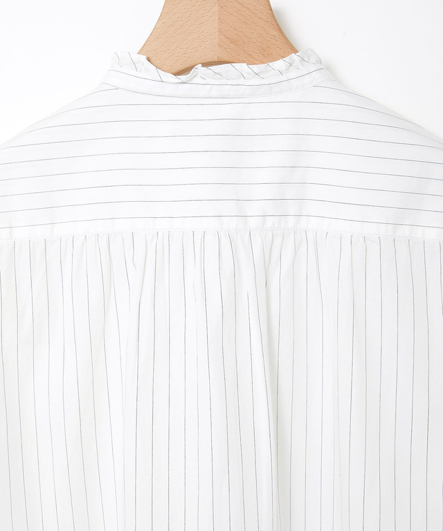 フリルカラー  ストライプ ブラウス