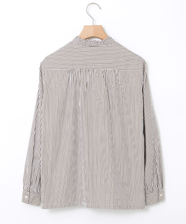 フリルカラー  ストライプ ブラウス