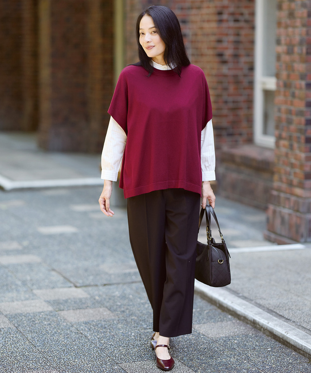 フリルカラー  ストライプ ブラウス