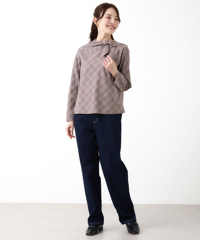 グレンチェック デザイン ブラウス