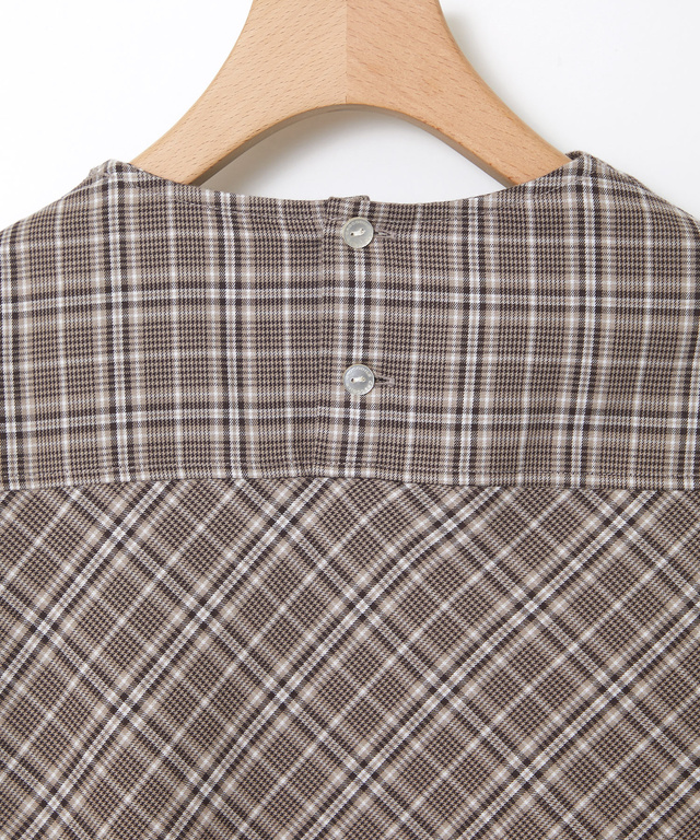 グレンチェック デザイン ブラウス