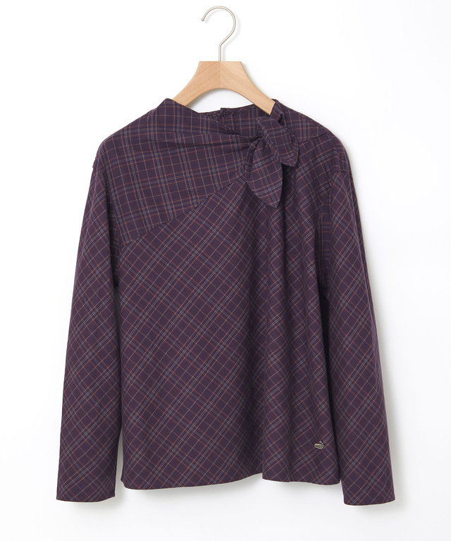 グレンチェック デザイン ブラウス