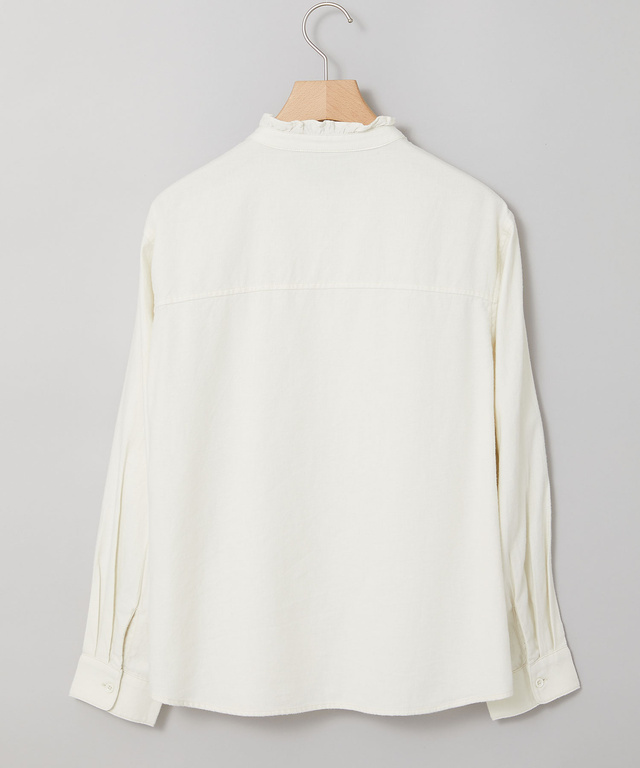 刺繍フリルデザイン 長袖 ブラウス