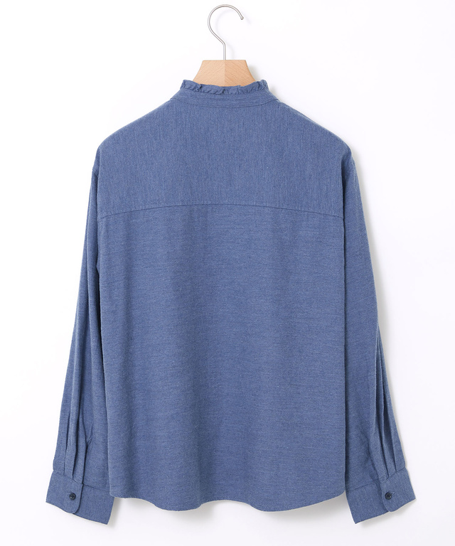 刺繍フリルデザイン 長袖 ブラウス