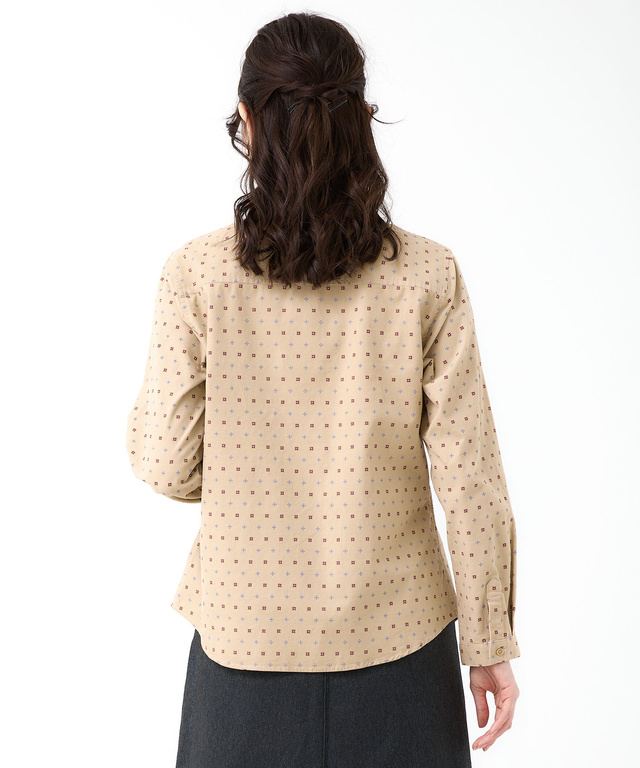 コーデュロイ 小紋柄 プリントブラウス