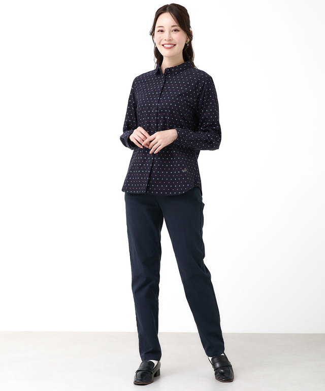 コーデュロイ 小紋柄 プリントブラウス