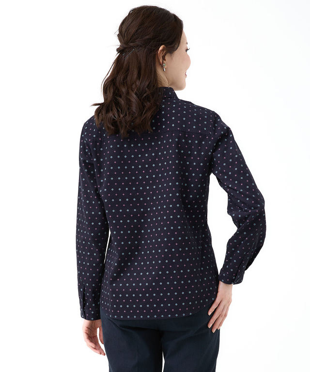 コーデュロイ 小紋柄 プリントブラウス