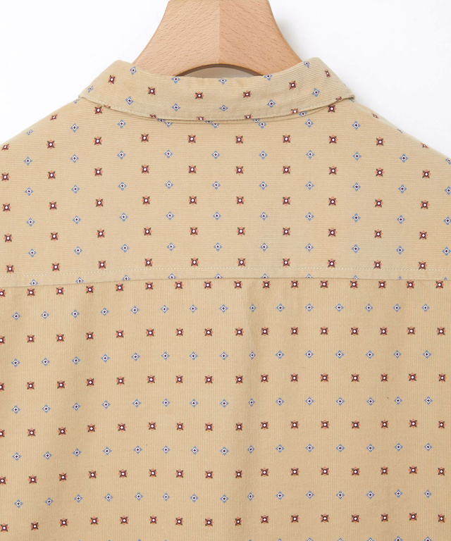 コーデュロイ 小紋柄 プリントブラウス