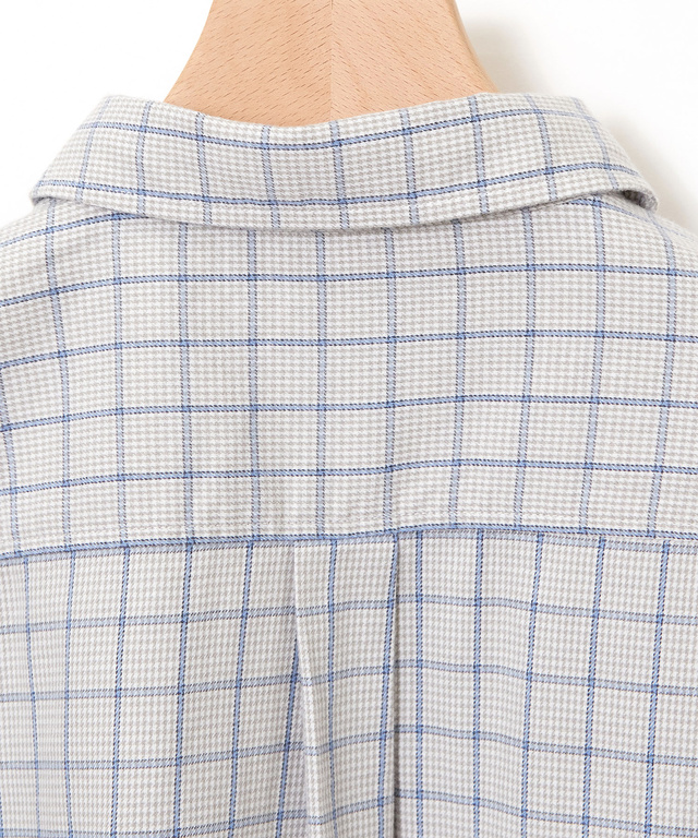 コットンブレンド チェック柄 ブラウス