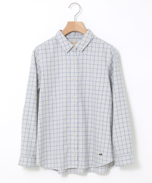 コットンブレンド チェック柄 ブラウス