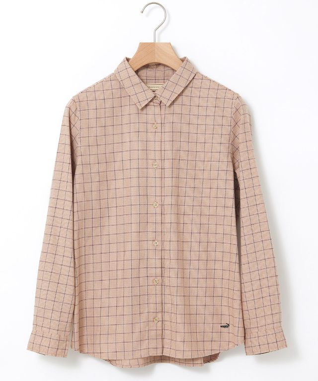 コットンブレンド チェック柄 ブラウス