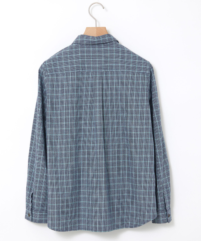 コットンブレンド チェック柄 ブラウス