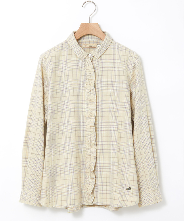 比翼フリル グレンチェック ブラウス