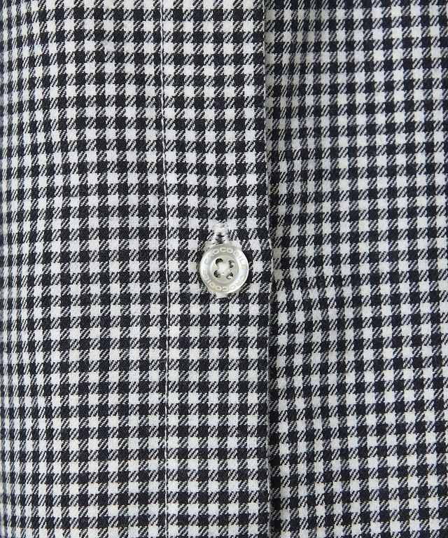 バンドカラー チェック柄 ブラウス