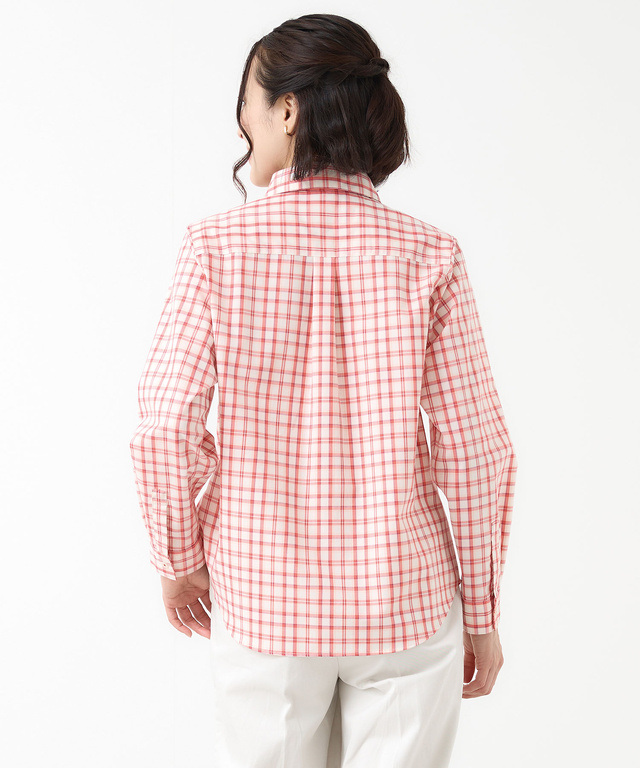 ノンアイロン チェック ブラウス【シワになりにくい】