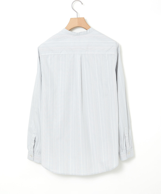 ストライプ バンドカラー ブラウス