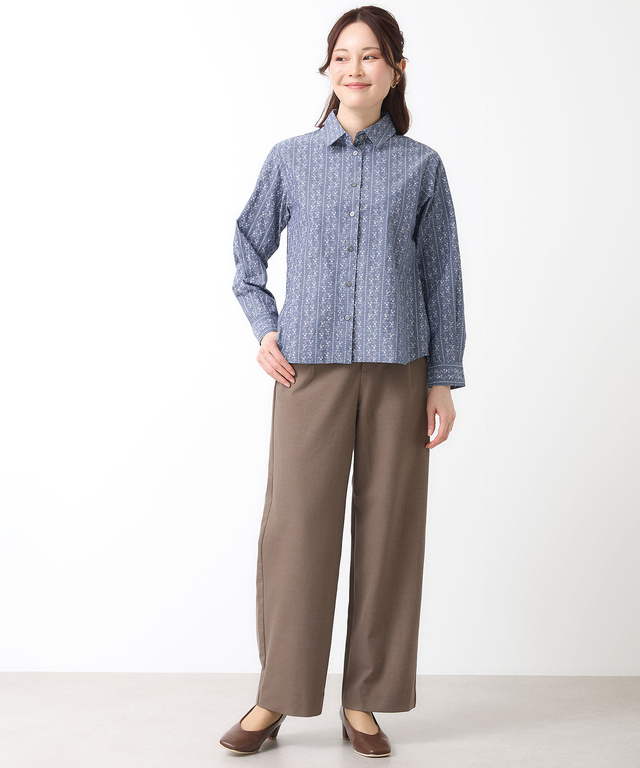 ダンガリー プリント ブラウス