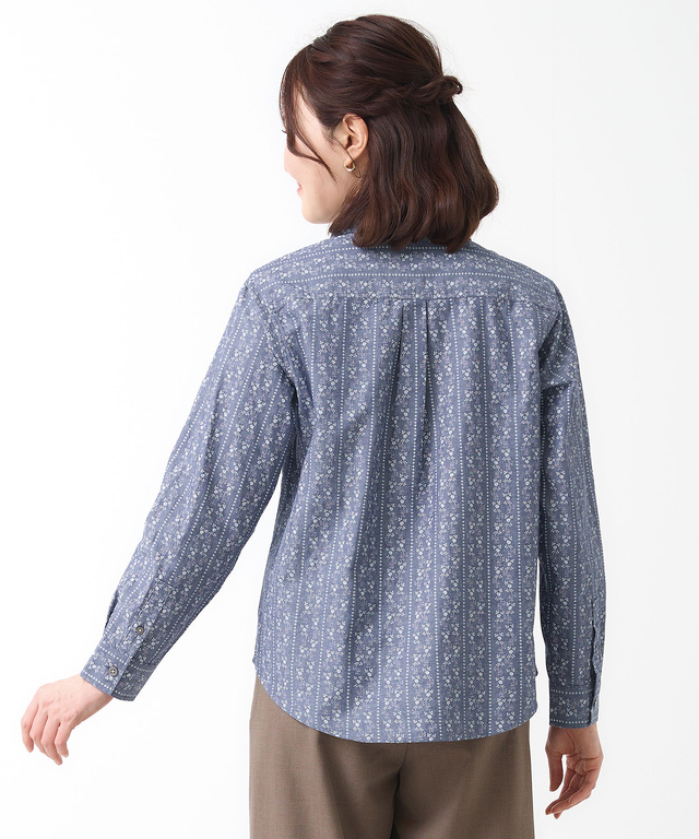 ダンガリー プリント ブラウス