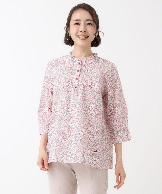 フリル襟 小花柄 ブラウス