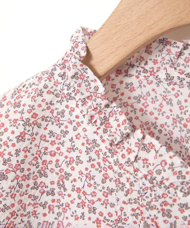 フリル襟 小花柄 ブラウス