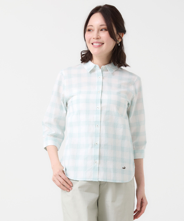 ドビー素材 七分袖 ブラウス