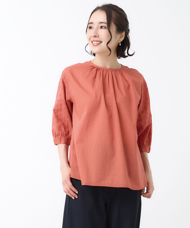 袖刺繍 プルオーバー ブラウス