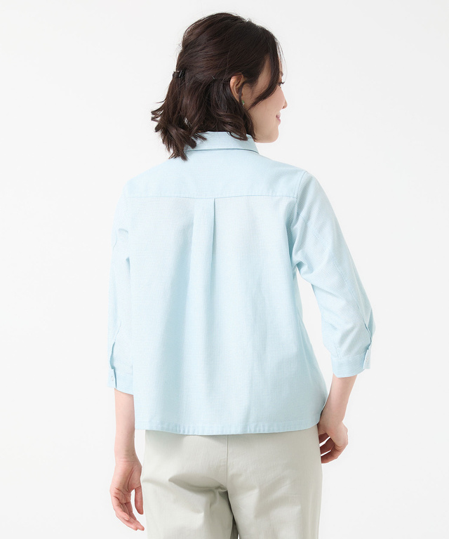 メッシュ 七分袖 ブラウス