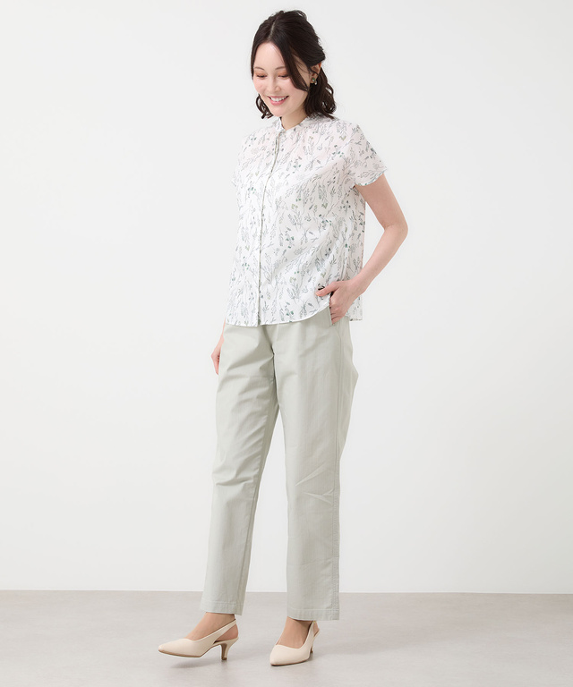 花柄 フレンチスリーブ ブラウス