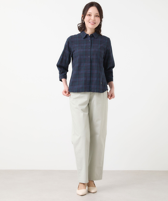 スノーコットン 七分袖 ブラウス【接触冷感】