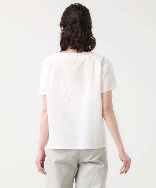 ダンガリー 刺繍 ブラウス