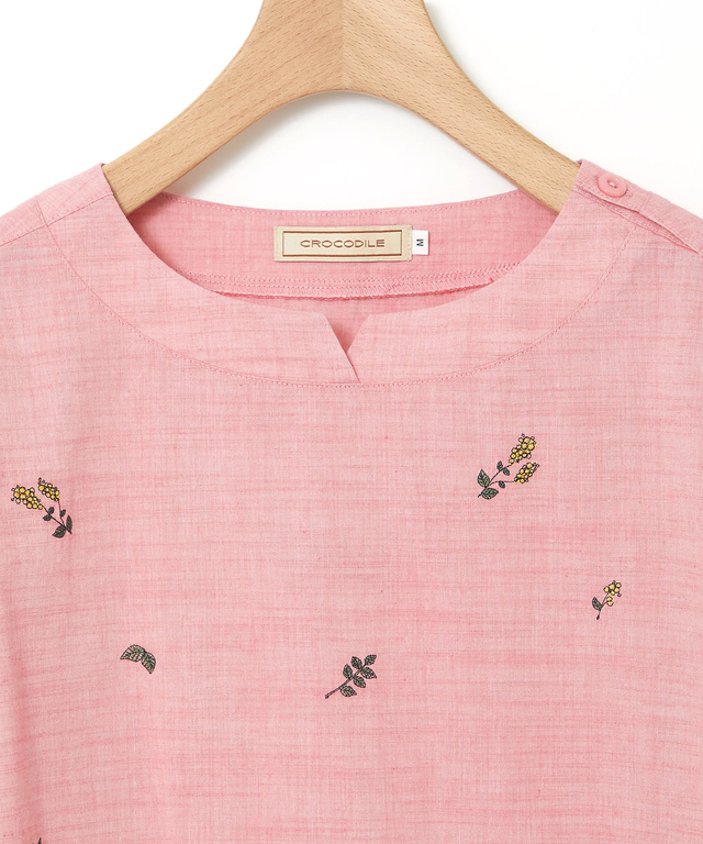 ダンガリー 刺繍 ブラウス