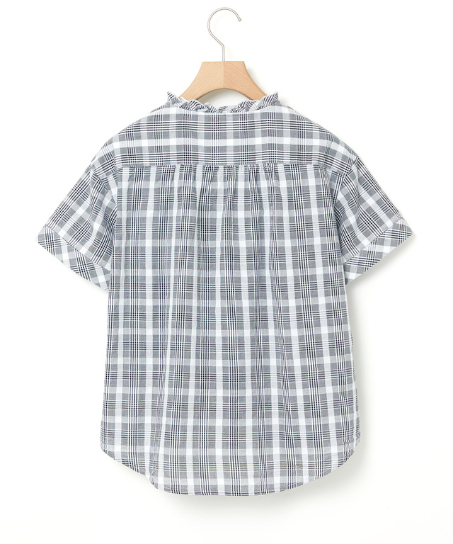 フリル チェック ブラウス