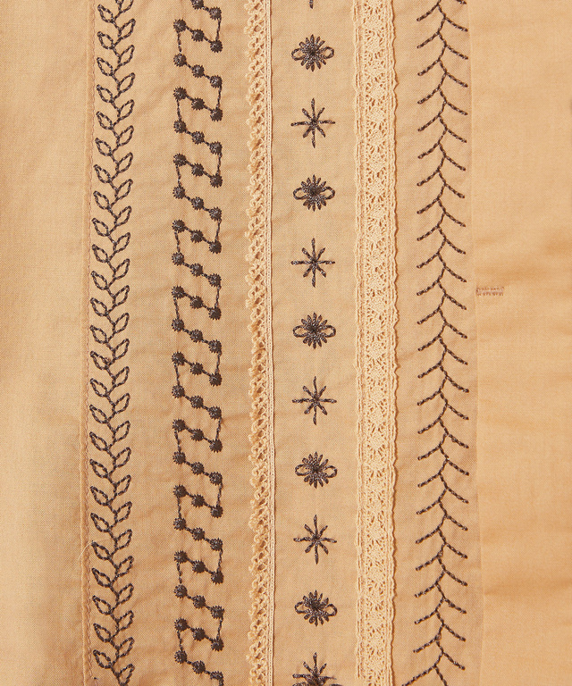 刺繍 バンドカラー ブラウス