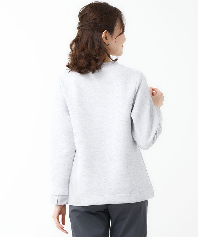 コットンブレンド 布帛ドッキング トレーナー