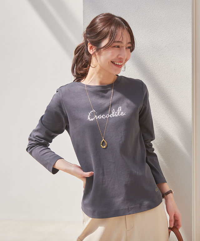 小花柄 プリント 長袖Tシャツ