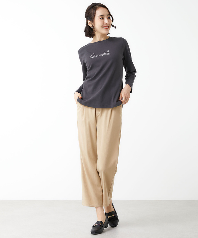 小花柄 プリント 長袖Tシャツ
