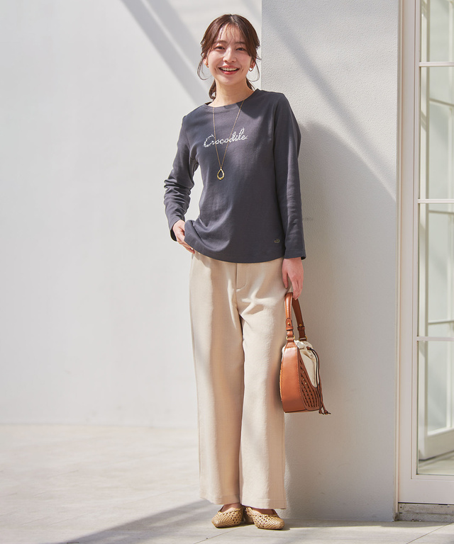 小花柄 プリント 長袖Tシャツ