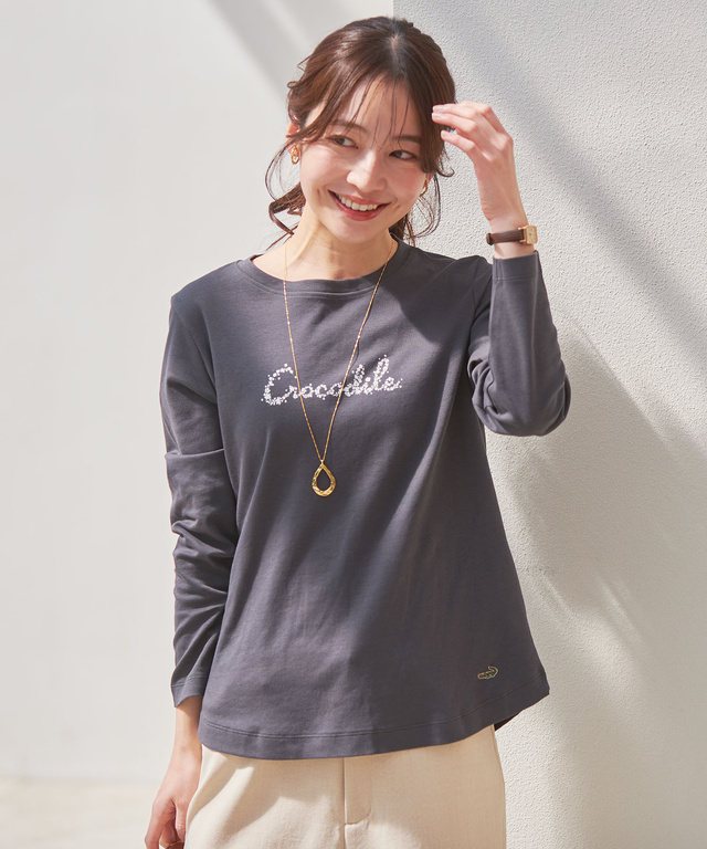 小花柄 プリント 長袖Tシャツ