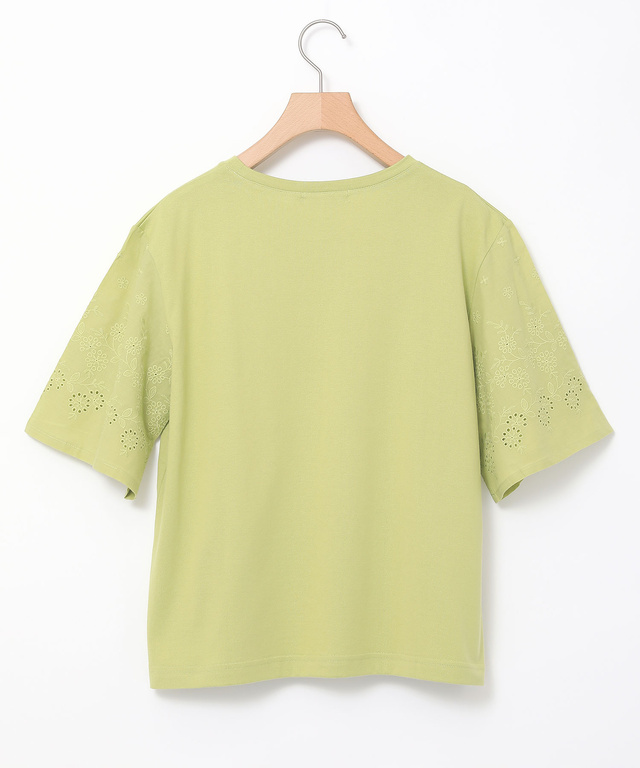 コットン 袖刺繍 Tシャツ