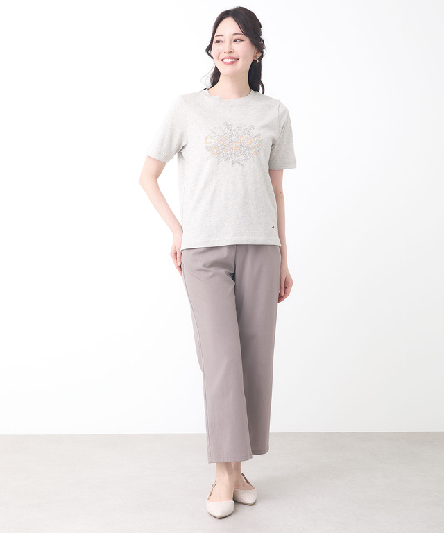 コットン フラワープリント Tシャツ