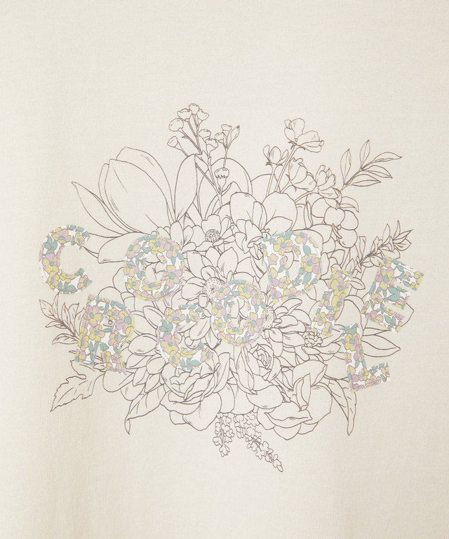 コットン フラワープリント Tシャツ