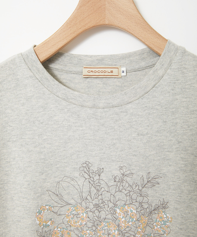 コットン フラワープリント Tシャツ